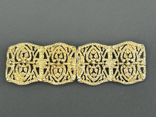 Vintage Openwork Filigree Gold Tone Interlocking Two Piece Belt Buckle