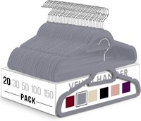 Utopia Home -Premium-Antirutsch-KleiderbüGel Aus Samt - (Grau, 20Er-Pack)
