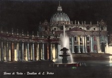 Vintage Postcard of St. Peter s Basilica at Night, Rome