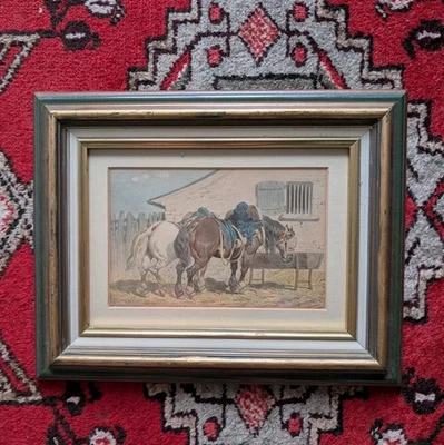 Aquarelle Originale XIXe Chevaux De Trait Abreuvoir Théodore FORT (1810-1896) - Photo 1/4