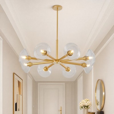 36'' Modern Gold Pendant 8 Light Sputnik LED Chandelier for Living Room Fixture