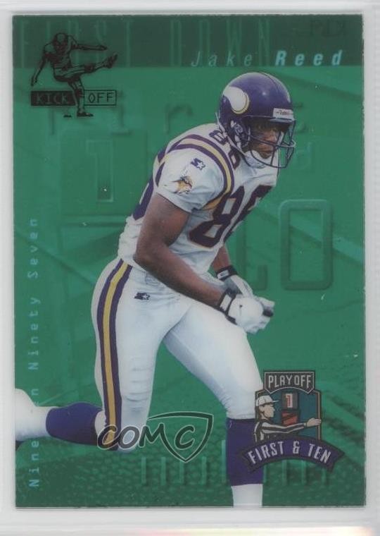 1997 Playoff First & Ten Kickoff Jake Reed #K19 0o9