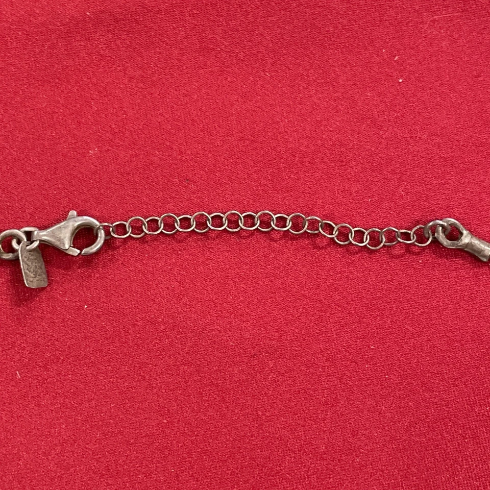 Israel Pz Sterling Silver 925 Tri Color Hammered Dangle Statement 18” Necklace - Image 4 of 4