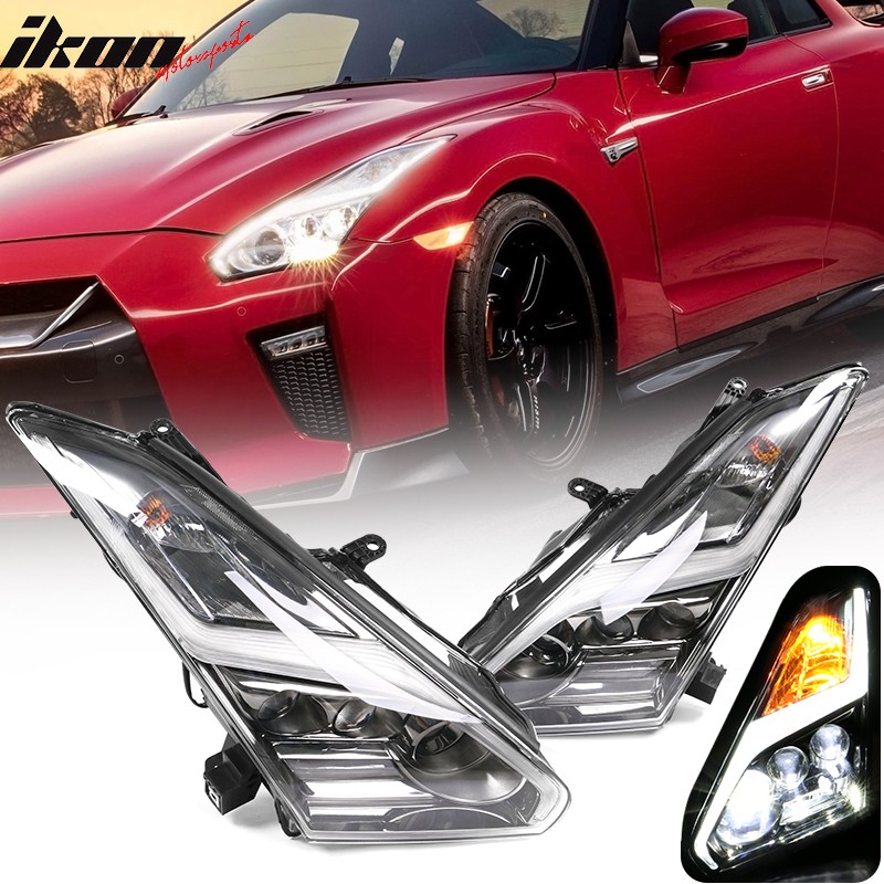 Fits 09-24 Nissan R35 GTR GT-R LED DRL Headlights Upgrade 09-16 to