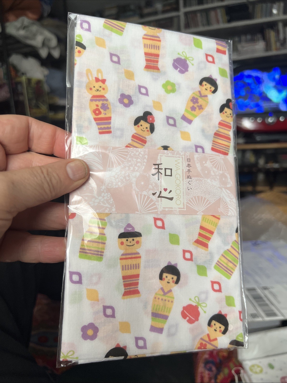 traditional Japanese Tenugui (hand towel) - Kokeshi Dolls