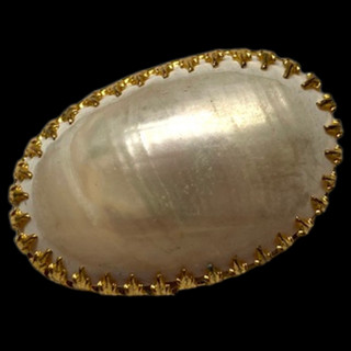 Stunning! Extra Lg Antique Iridescent Oyster Shell Button w Crown Claw Setting