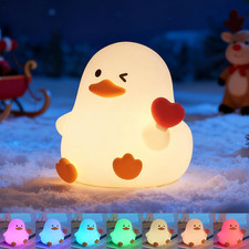 Night Light for Kids, 7 Colors Cute Duck Night Light, 3 Levels Dimmable Silicone