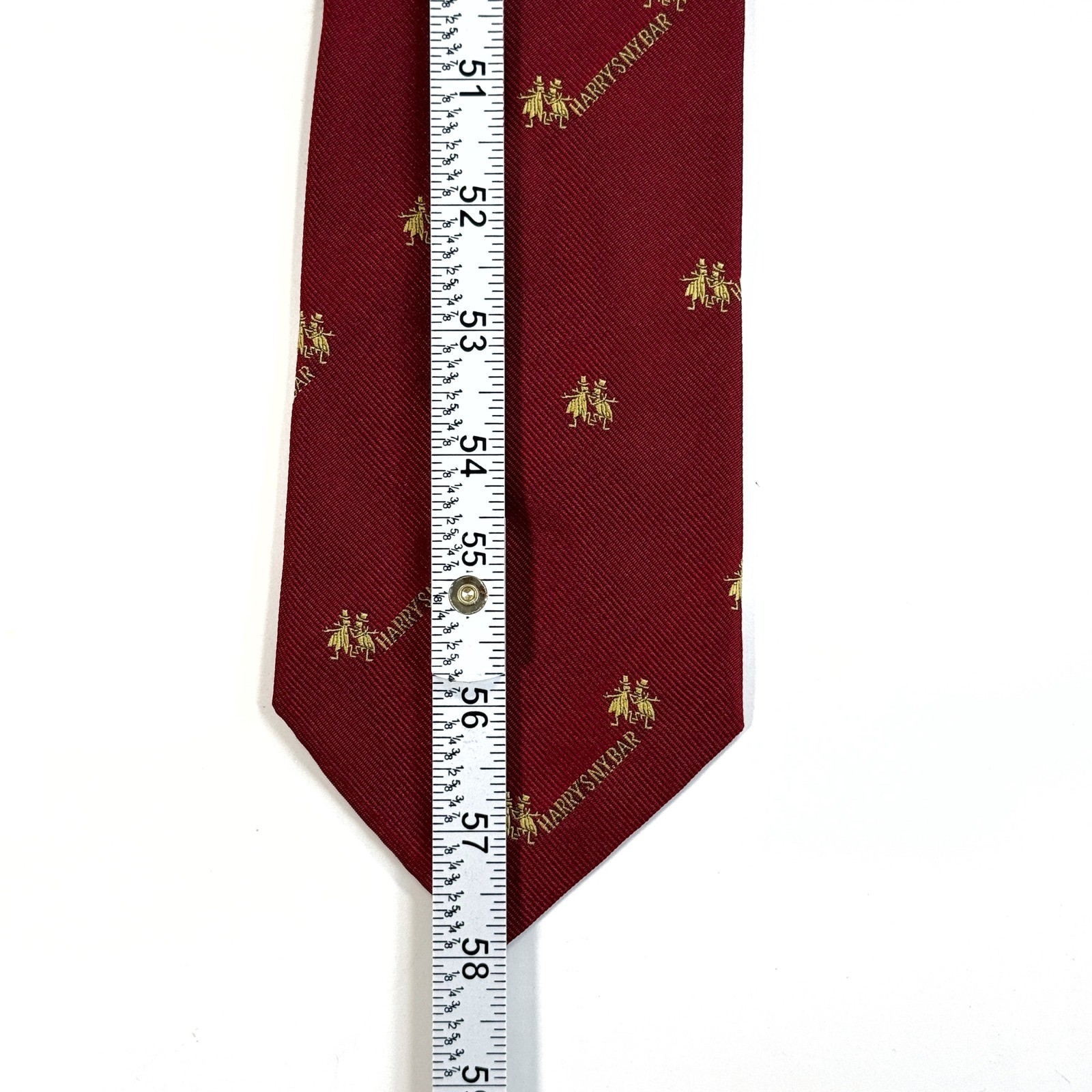 Vintage Harry's New York Bar Paris Mens Silk Tie Burgundy Red Gold Logo RARE image 7