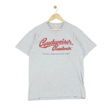 Vintage Budweiser T-Shirt Mens Size L Grey Single Stitch Graphic Casual