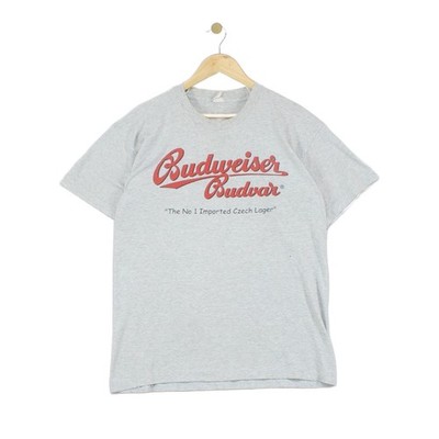 Vintage Budweiser T-Shirt Herren Größe L Grau Einzelnaht Grafik Freizeit