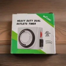 BN-Link Heavy Duty Mechanical 24 Hour Timer Dual Outlet 3 Prong Accurate Indoor