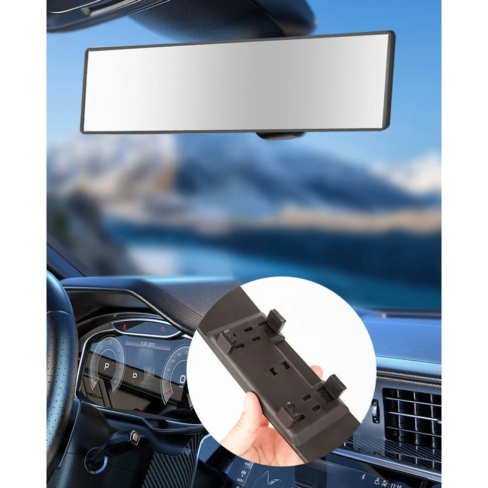 Panoramic 285mm Interior Rearview Mirror Anti Glare with Secure Rubber Clip - Image 3 of 4
