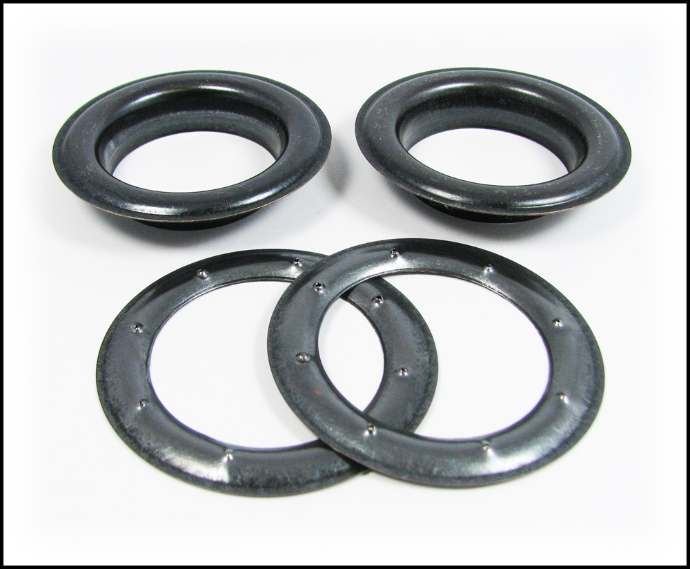 2-Piece Large #12 Black Oxide Metal Grommets With Washers | 2.5" Wide | Heavy Duty