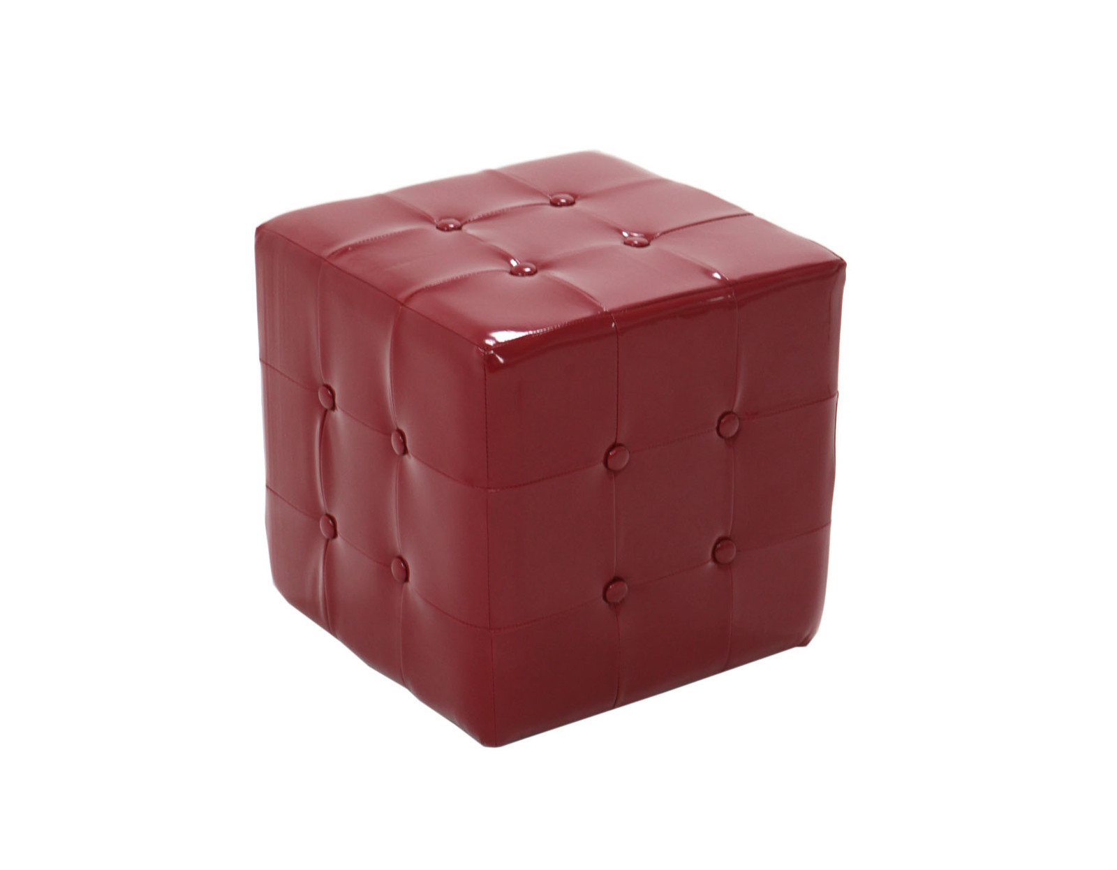 Pouff Rosso in Ecopelle 40x40x40 - Sgabello Imbottito Made in Italy