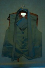 Azazie  Green Satin Vest Tie Handkerchief set Formal Button Closure Men's Sz L