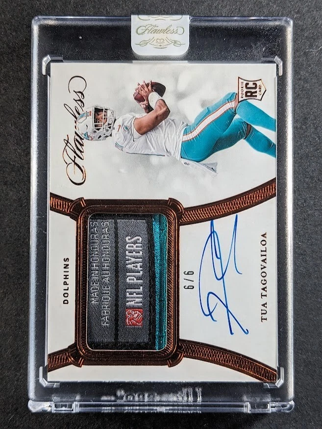 2020 Panini Flawless TUA TAGOVAILOA 6/6 Rookie RC Patch Auto Bronze Laundry Tag