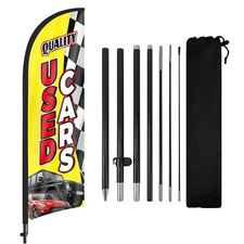 Quality Used Cars Feather Flag with Pole and Ground Stake 8Ft Advertising Sign