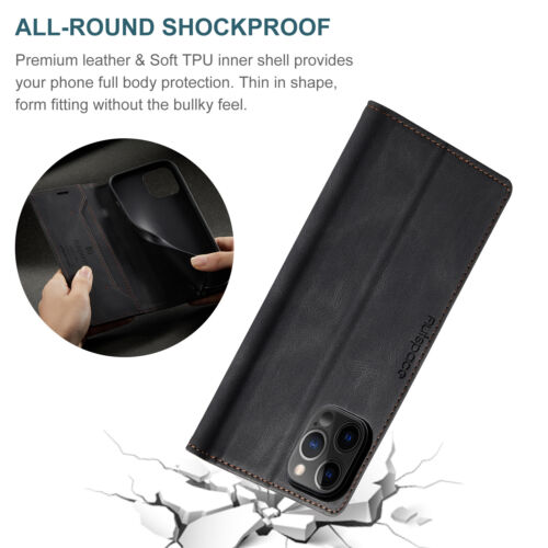 For iPhone 16 15 14 13 12 11 Pro Max XR 8 SE3 Leather Wallet Magnetic Flip Case - Picture 12 of 53