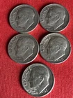 LOT OF 5 SILVER  ROOSEVELT DIMES 1952D/58D/60D/62D/64D Uncertifed