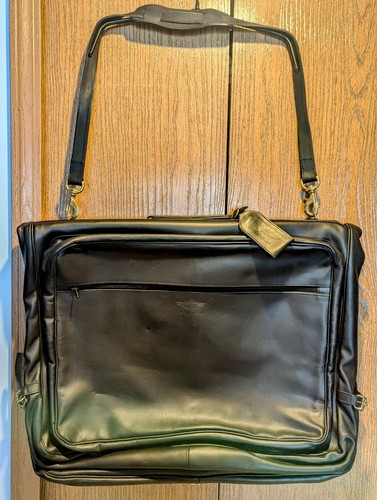 Aston Martin Vintage Mens Black Leather Garment Suit Travel Bag Luggage Suitcase