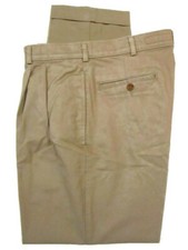 Duxbak Vtg Mens Tan Pleated Cotton Chinos 34x30.5 USA Made