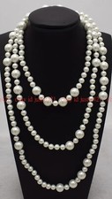 Genuine 6 10mm Pretty White Shell Pearl Round Beads Necklace  Not real pearls  
