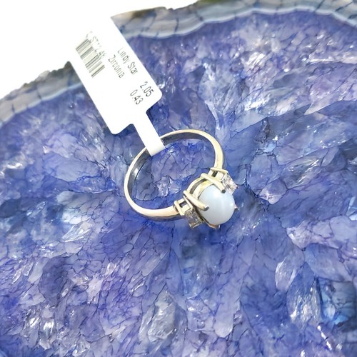 Handmade Lab Created Lindy star sapphire and zirconia sterling silver ring - Picture 5 of 9