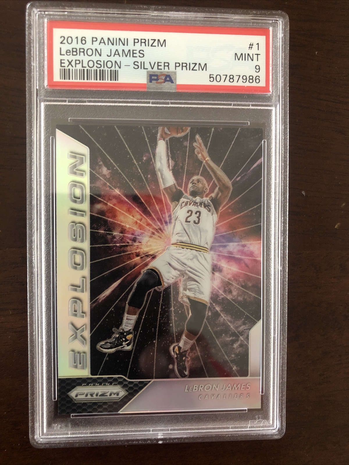 2016-17 Panini Prizm Explosion Silver Prizm LeBron James #1 PSA 9 MINT