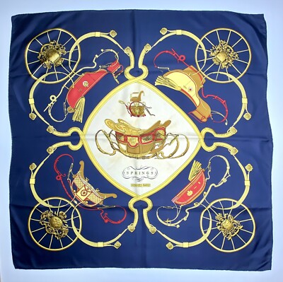 HERMES SPRINGS シルクスカーフ Hermes Silk Scarf 90, 'SPRINGS' Le Laisser by Philipe Ledoux