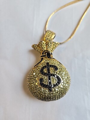 アクセサリー 14k YG Money Bag Pendant 14k Gold Filled Money Bag Pendant, Rhinestones, Dollar Pendant | eBay