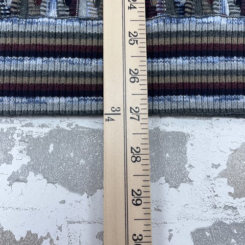 Vintage 3D Knit Sweater Men XL Gray Multi Textured Biggie Cosby Y2K Hip Hop - Picture 9 of 12