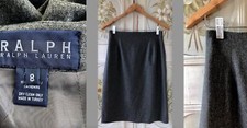 VTG RALPH BY LAUREN BLUE LABEL DESIGNER WOOL CASHMERE PENCIL SKIRT GRAY 8 EUC