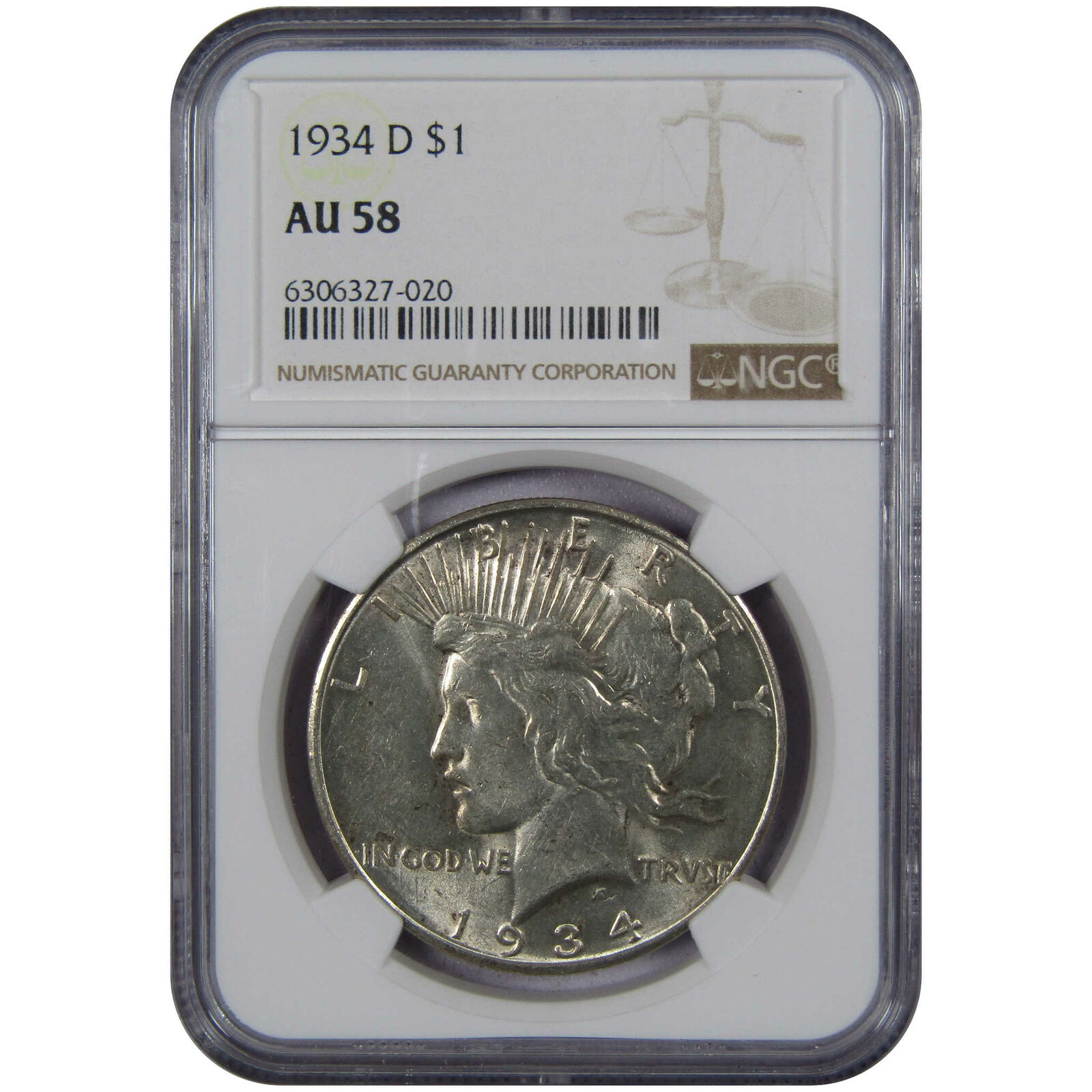 1934 D Peace Dollar AU Max 65% OFF 58 NGC Collectible US $1 Max 69% OFF Silver 90% Coin
