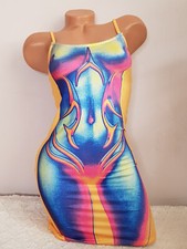 Brand New Kollyy multicolor party bodycon dress sz S