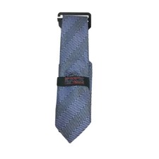 Steven Land Men's Tie and Hanky Set Blue Black Striped Hi-Density 3.5" Wide