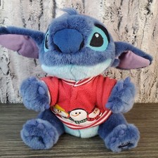 Disney Store Stitch 10" Plush in Winter Snowman Christmas Sweater Red Hat TAGS