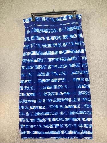 a.n.a. A New Approach Skirt Womens XL Blue Stripe Tie Dye Maxi Pull On Stretch