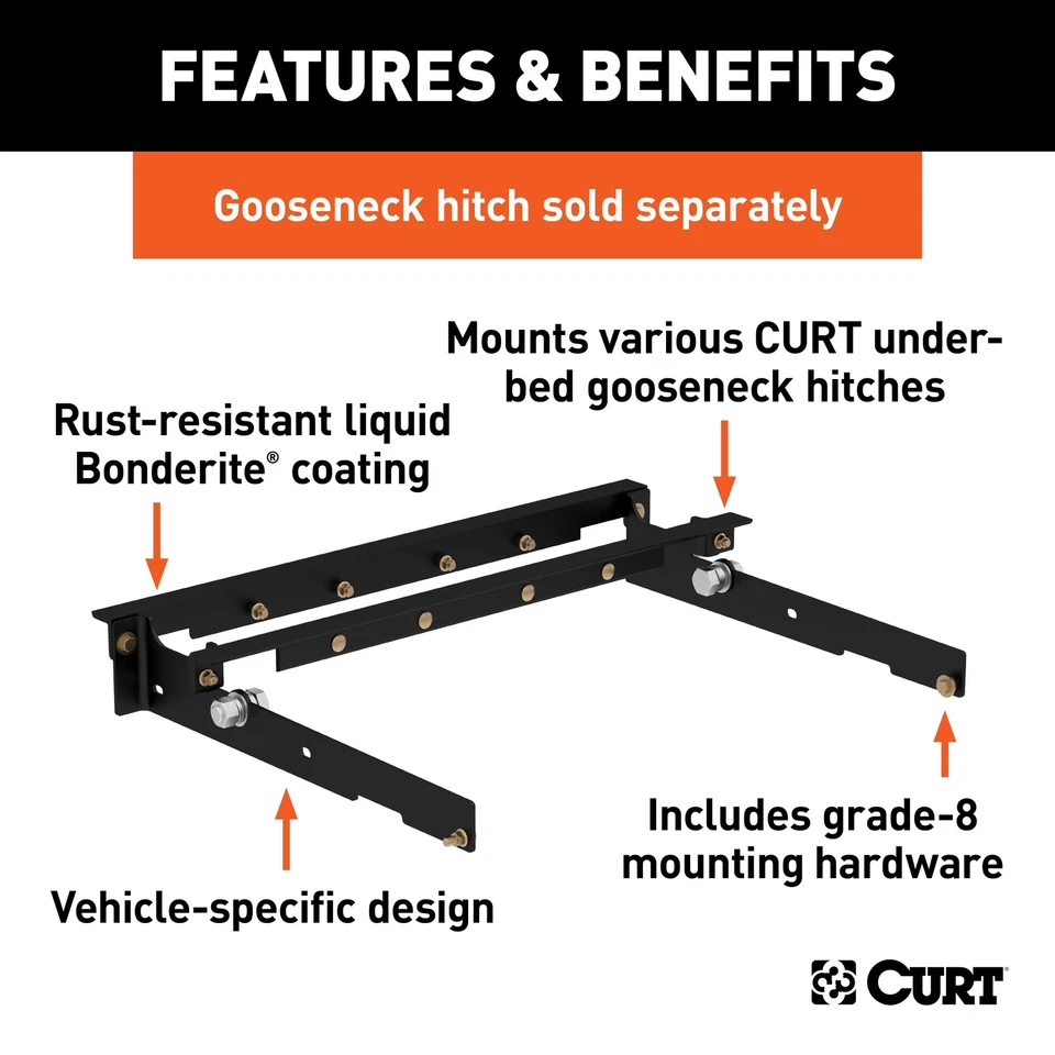 CURT Gooseneck Installation Brackets for 1980-1998 Ford F-350 (Excl. Cab & Chass - Imagem 2 de 3