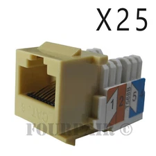 25x Pack Lot CAT6 Network RJ45 Port 110 Punch Down Keystone Snap-In Jack Ivory