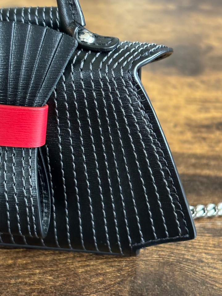 Delvaux Mini Borsa a Mano in Pelle Brillante 2 Vie Nera Specchio