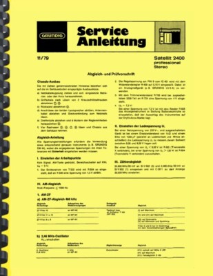 Grundig Satellit 2400 Shortwave Radio Receiver SERVICE MANUAL