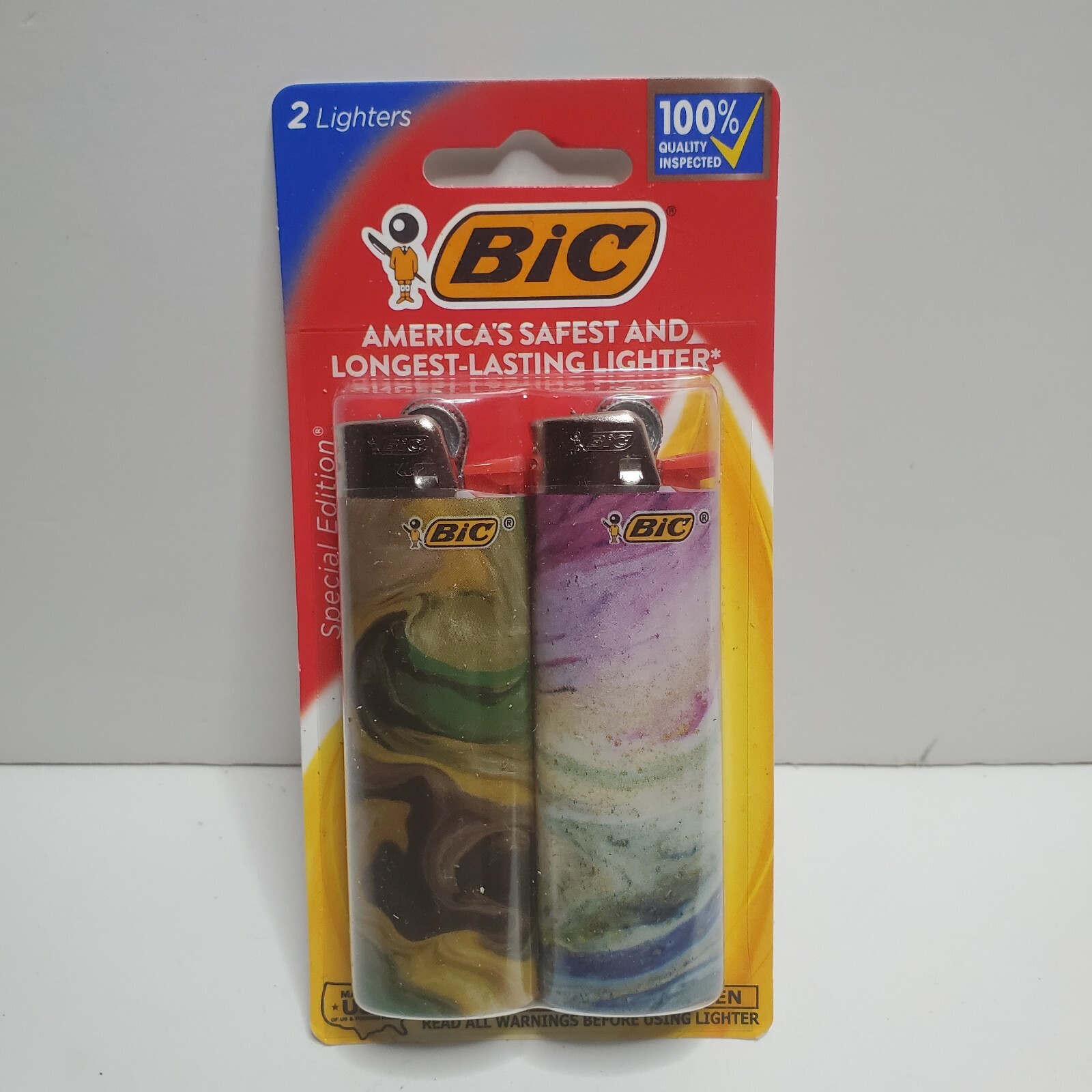 2 Pack Bic Lighters Special Edition, Gift, Camo Swirl, Cotton Candy Swirl