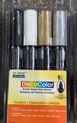 DecoColor 3-Way Chisel Tip Acrylic Paint Marker Set (Black, White