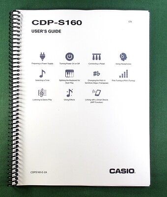 Casio CDP-S160 Instruction Manual: 32 Pages Coil Bound & Protective Covers!