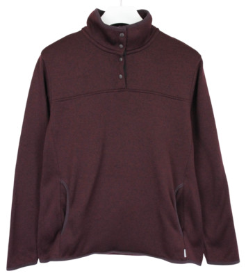 Eddie Bauer Sweatshirt Damen Groß Pullover Halb Druckknopf Mischung Weinrot