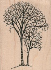 Leafless Trees 3 x 4" Rubber Stamp, Plant Stamp, Tree Stamp