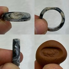 Wonderful Ancient Roman Greek Unique Patina Agate Ring Cow Intaglio