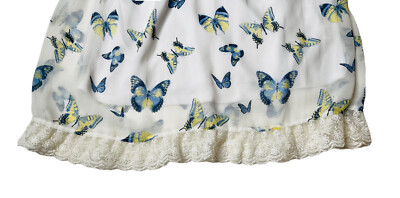 white dress with blue butterflies Zoe White Cotton Dress with Blue Butterfly Embroidery 5-6y main image 1