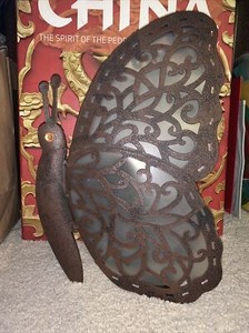 New Vintage Brown Metal Laser Cut Butterfly Illuminating Candlelight Decor