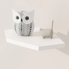 Corner Shelf Wall Mount Solid Oak Wood Floating Corner Shelves with Cable Hol...